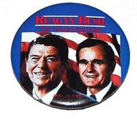 President 1980 Picture Button Pin Pinback 3" NM-MT Ronald Reagan for
