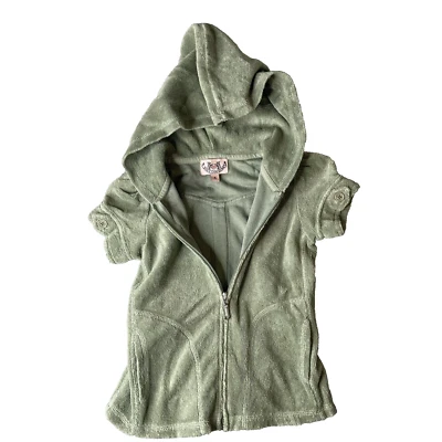 Sudadera con capucha Juicy Couture rara vintage talla 4 cremallera manga corta Foto 1 de 4