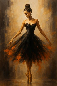 Ballerina schwarzes Kleid Balletttänzerin Poster Druck gerahmte Leinwand Wandbild - Bild 1 von 8