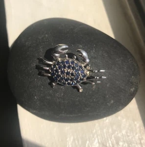 GENUINE GEMSTONE CRAB BROOCH 925 STERLING SILVER FAST FREE SHIPPING !! - Picture 1 of 23
