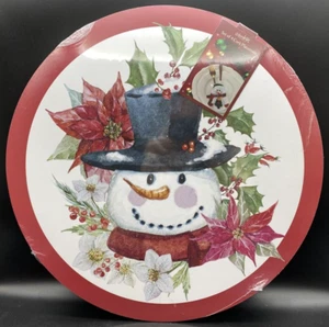 COLORDRIFT Snowman Christmas Holly CORK BACKED 15" Round Placemats (SET OF 4) - Picture 1 of 6