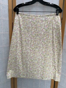 Gap Stretch~Skirt Size 10~Yellow Floral~Lined~A Line~Crocheted Hem~Cotton Blend - Bild 1 von 9