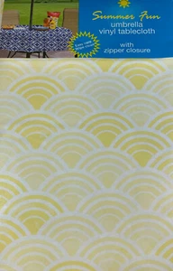 Geometric Arch Vinyl Tablecloths Umbrella Hole w/Zipper Asst Sizes Yellow - Picture 1 of 2