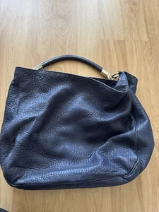 yves saint laurent Tote Bag Navy Blue Pebbles Leather 2010s Authentic See Photos - Picture 1 of 7