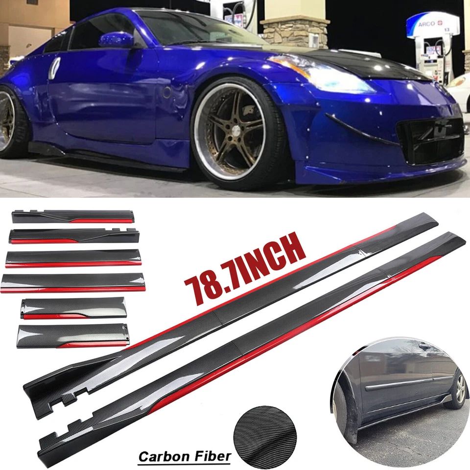 For Nissan 350Z 370Z Carbon Fiber Look/ Side Skirt Extension Spoiler Splitter Q Foto 1 de 4