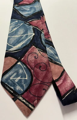 Corbata Corbata Para Hombre Edición Premier Kuppeheimer Abstracta Azul Marino Blanco Malva NUEVA Foto 1 de 4