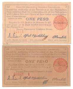 1944 Philippine Province of Negros 1 Peso WW2 Emergency Currency S668a+b Crude A - Picture 1 of 4