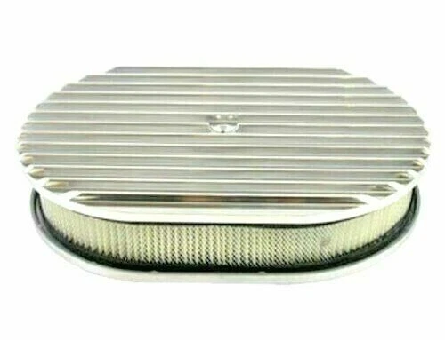 Conjunto/kit de limpador de ar de alumínio polido 12" x 2" com aletas - elemento de papel - Imagem 1 de 1