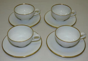 4 juegos de tazas y platillos Augarten Wien Mocha porcelana blanca adorno dorado Viena Austria - Imagen 1 de 10