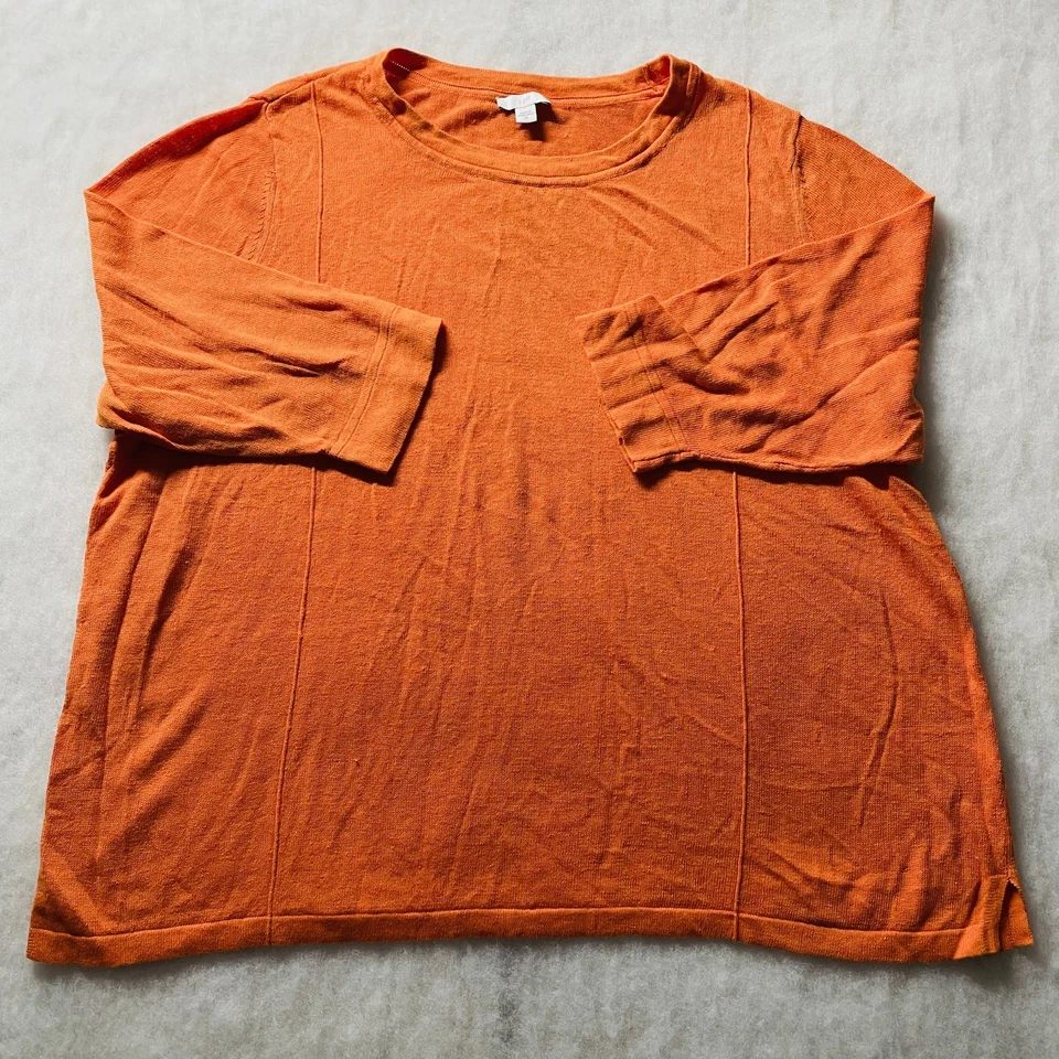 J. Jill Mujer Naranja Terry Francés Manga 3/4 Moderno Cómodo Top De Gran Tamaño Talla 2X Foto 1 de 4