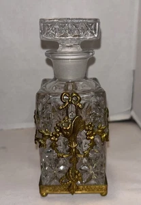 Antico decanter bottiglia profumo cristallo vetro Ormolu ottone dorato ornato - Foto 1 di 20