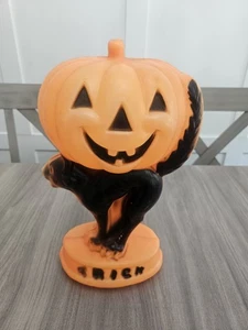Vintage Halloween Blasform 14" schwarze Katze Kürbis Jack O Laterne Trick or Treat - Bild 1 von 12