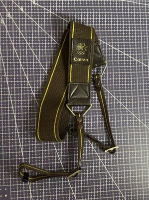 Correa de cámara oficial vintage Canon 1984 Juegos Olímpicos de Los Ángeles marrón Foto 1 de 3