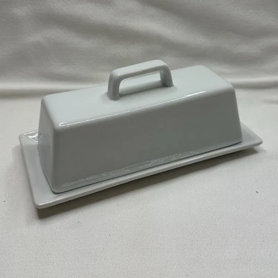 Whiteware Basics Covered Butter Dish by The Cellar 7 1/2" White Ceramic - Image 1 of 4