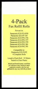 4-pack KX-FA92 Fax Refills for Panasonic KX-FPG376 KX-FPG377 KX-FPG378 KX-FPG379 - Picture 1 of 1