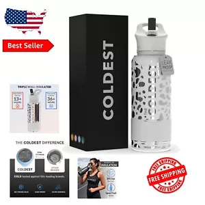Double-Walled Stainless Steel Water Bottle - Leak-Proof with Straw Cap, 32 oz - Picture 1 of 11
