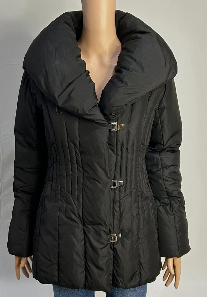 Chaqueta de Plumón J.Percy Mujer M Negra Puffer Ajustada Vellón Forrada Guepardo De Colección Foto 1 de 4