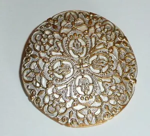 Beautiful Large Gold Floral Antique Repro Metal Shank Button 1-9/16" Gold Flower - Picture 1 of 7