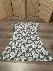 Hawaiian Luau Dress Tropical Greenish Gray Short Sleeve Large L 100% Rayon h16 - Picture 1 of 8