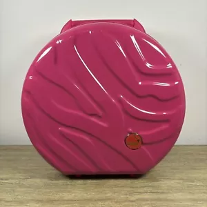 Antler Round Pink Zebra Hard Carry On Vanity Travel Case Girls Sleepover Bag - Picture 1 of 7