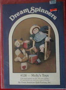Dream Spinners #128 Molly's Toys tiene muñeca gato y patrón de 4 bloques 1996 - Imagen 1 de 2
