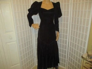 vintage midnight blue velvet high low mermaid goth dress - Picture 1 of 19