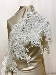 Off White Trim Lace Floral Scalloped Bridal Veil Trimming Alecon Trim 6.5 yards - Picture 1 of 12