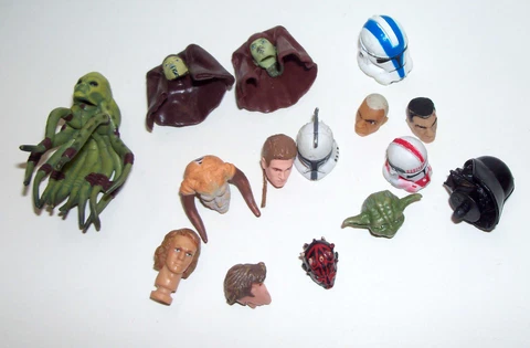 Star Wars 3.75'' Action Figure Head Real Scan Lot of 15 Great 4 Customs Lot Cover