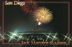 JACK MURPHY STADIUM POSTCARD~SAN DIEGO,C~PADRES & CHARGERS 1988 SUPER BOWL - Picture 1 of 2