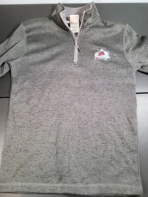 NHL Hockey Colorado Avalanche Hombres Peso Pesado 1/4 Cremallera Sudadera S Gris Foto 1 de 4