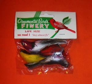 Vtg. Ornamental Birds FINERY New Various Colors Crafting Bag of 4 - Picture 1 of 3