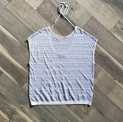 Suéter Theory Varinka Tejido Abierto Lino Claro "Blanco/Eco" Azul M Foto 1 de 4