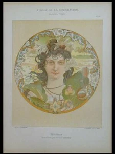 GASTON GERARD, NENUPHARS, FEMME - 1900 - LITHOGRAPHIE, ART NOUVEAU - Imagen 1 de 1