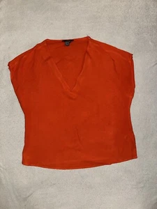 Primark women’s orange short sleeve v-neck cotton blouse size 8 - Picture 1 of 5