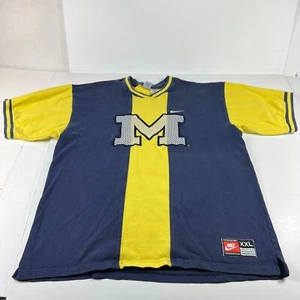 VTG 90s NIKE Michigan Wolverines Shirt Adult Extra Extra Large Blue Short Sleeve - Picture 1 of 18