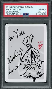Tarjeta de repuesto Pokemon Old Maid firmada por Kouki Saitou bocetada PSA 9 COMO NUEVA ADN AUTO 9 - Imagen 1 de 2