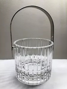 VINTAGE COLLE LEAD CRYSTAL PETITE ICE BUCKET Stainless Handle Made in Italy - Picture 1 of 8
