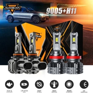 AUXBEAM 9005 H11 LED Headlight Bulbs Conversion Kit High Low Beam Bright White - Picture 1 of 12