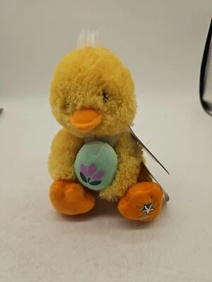 Russ Berrie Shining Stars Plush Chick 2006 Yellow Holding Egg 8 With Code New - Image 1 of 4