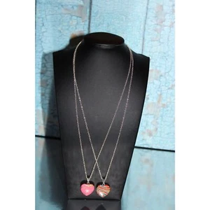 2 Herz Halsketten 1) Rosa 2) Multi 18 Zoll Kette - Bild 1 von 3