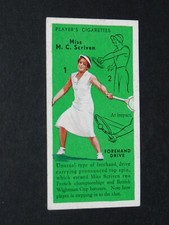 1936 JOHN PLAYER CIGARETTE CARD TENNIS #12 MISS SCRIVEN-VIVIAN ENGLAND