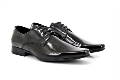 Goor M046A Mens Smart Black Patent Pointed Toe Shoes