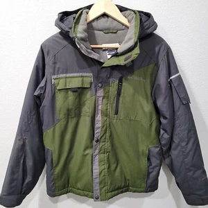 Columbia Youth Green & Gray Insulated Hooded Winter Jacket Size 14/16 - Picture 1 of 14