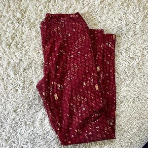Lularoe Patterned One Size Leggings Red Yellow Geometric - Bild 1 von 3