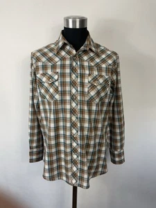 Vintage Wrangler Wrancher Western Long Sleeve Check Pearl Snap Shirt - L - Picture 1 of 11