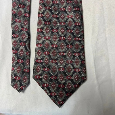Corbata de cuello ZYLOSE George Machado negra roja gris patrón de diamantes 100 % seda para hombre Foto 1 de 4