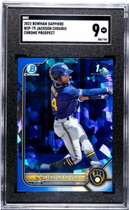 2022 Bowman Sapphire #BCP-79 Jackson Chourio Chr. Pros. SGC 9 - Picture 1 of 2