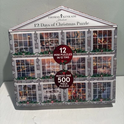 Thomas Kinkade 12 Days Of Christmas Mini Puzzles & Tins Makes 1 500 Piece Puzzle - Image 1 of 4