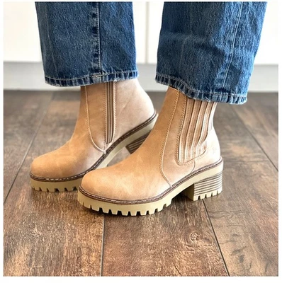 Botas Chelsea Blowfish Malibu para mujer botín de 9 hojas marrón informal bloque cómodo Foto 1 de 4