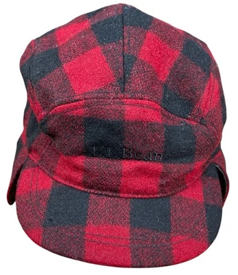 LL Bean траппер шляпа взрослых XXL красный буйвол клетку шерсти уха клапан охоты крышка - Изображение 1 из 4
